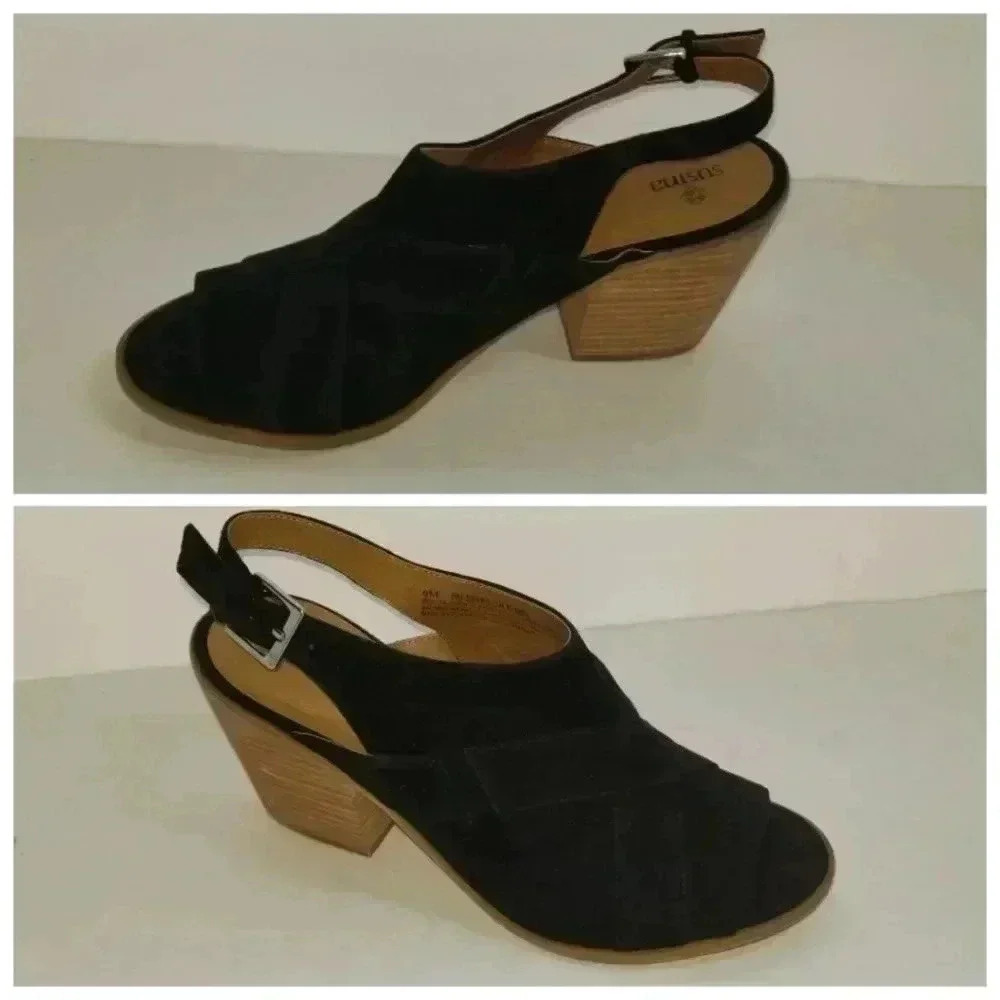 Susina open toe block heel genuine leather upper